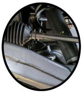 A mechanics view of the tie bar of an automobile steering system