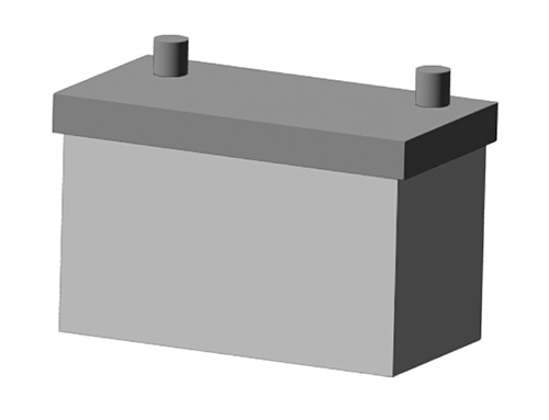 A diagram of an automobile battery