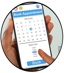 A consumer using an online service scheduling app