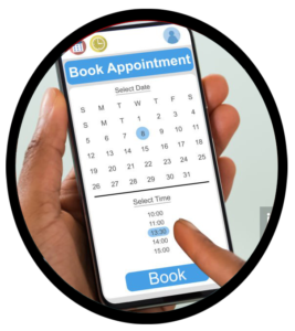 A consumer using an online mobile service scheduling app