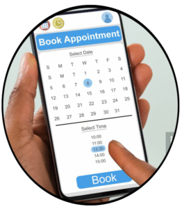 A consumer using an online mobile scheduling app