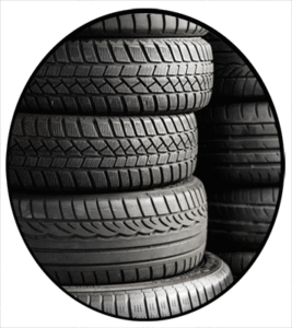 A stack of new automobile summer tires