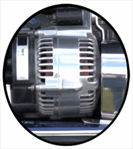 A new alternator installed in an automobile engine