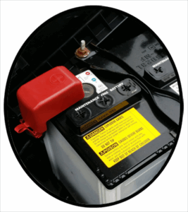A newly installed automobile battery
