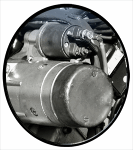 A newly installed engine starter motor