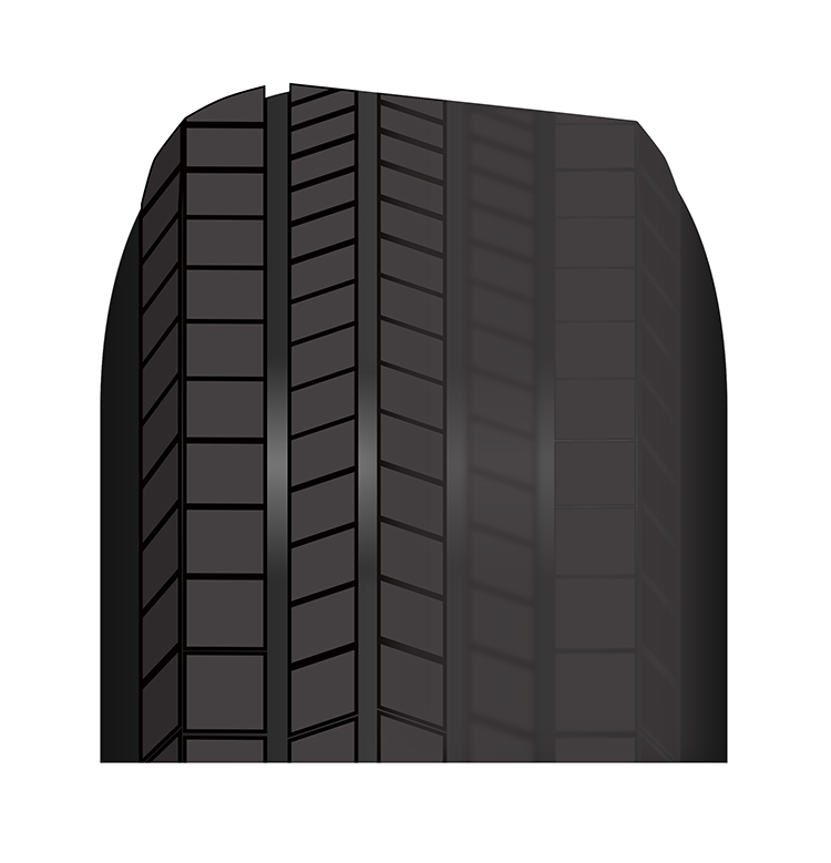 An illustration with a tire suffering from a wheel camber out of alignment