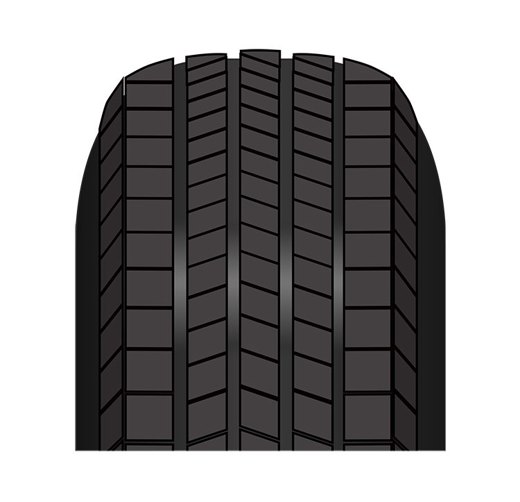 An illustration of a tire that is ideally aligned