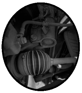 The steering and suspension system of an automobile