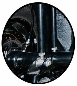 The suspension and steering system of an automobile