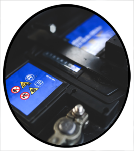 A newly installed automobile battery