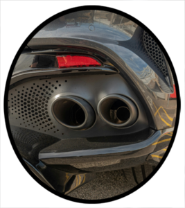 The tailpipes of an automobile exhaust system