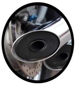 The tail pipe of a motorcycle muffler